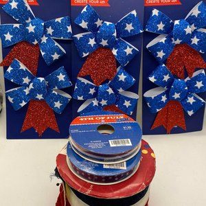 New and Vintage Lot of Patriotic Bows & Ribbons - 4th of July - America